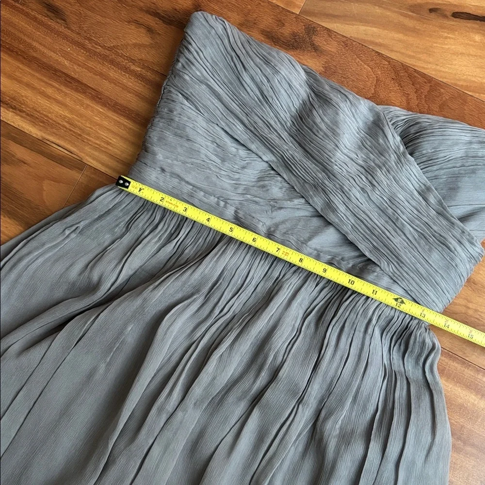 J. Crew Strapless Pleated Dress in Dusty Blue-Gray